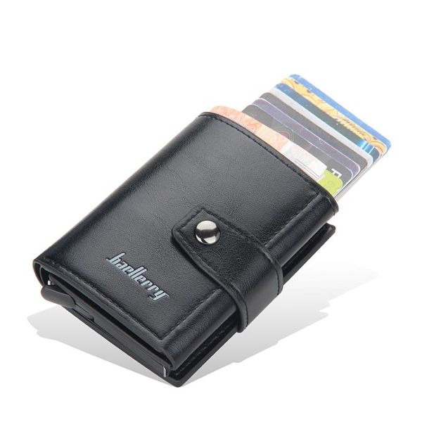 

wallets 2021 business id holder men and women metal rfid vintage aluminium box pu leather card wallet note carbon, Red;black