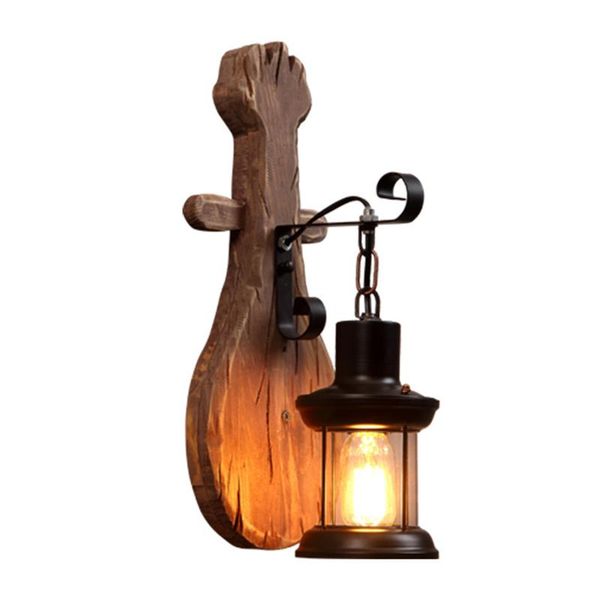 

vintage e27 wall lamps industrial led solid wood retro lightings personality art decor coffee shop bar restaurant wall lights
