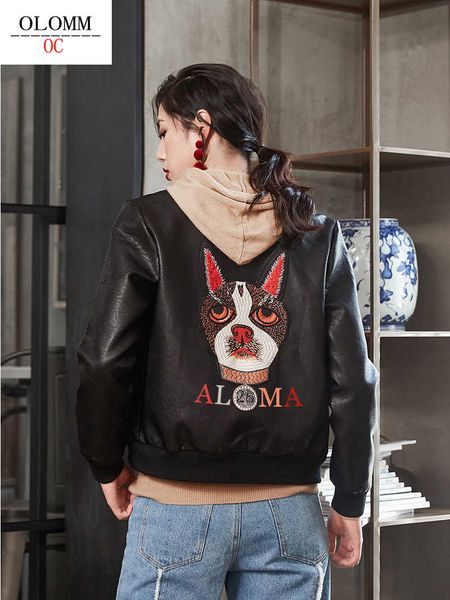 

olomm al41221# new autumn customized letters design women's short coat black slim-fit jacket dhl fast delivery 201028, Black;brown