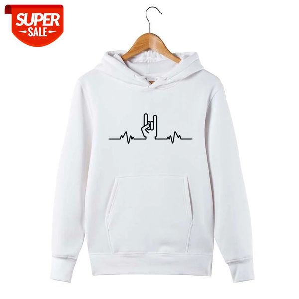

rock heartbeat pulse metal hand hoodie band heavy hoody funny birthday gift streetwear winter cotton fleece sweatshirts men #mx5x, Black