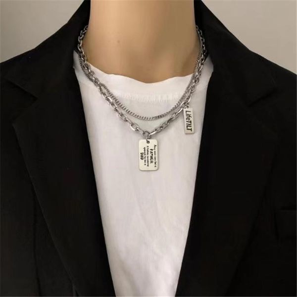 

pendant necklaces layered chain necklace neck square jewelry for women punk choker padlock goth grunge aesthetic accessories, Silver