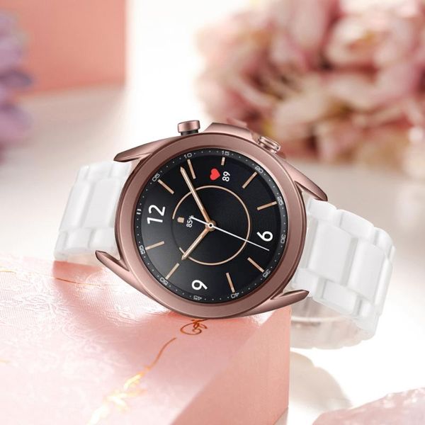 

watch bands 20mm 22mm watchband for samsung galaxy 3 41mm 45mm 46mm active 2 strap luxury ceramic band huawei gt 2e correa, Black;brown