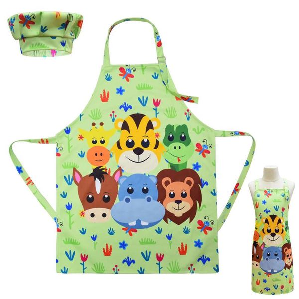

children's overalls apron zoo print anti-dirty cooking chef baking painting apron