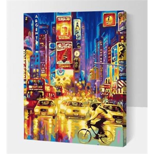 

paintings night city scene rider picture oil painting by numbers wall decor diy on canvas for home 4050 frame as1134