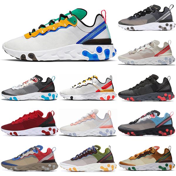 

87 55 React Element Running shoes men women Volt Racer Pink White Royal Red gold ranger blue purple Total Orange Camo sports sneakers outdoor size 36-45, Black white