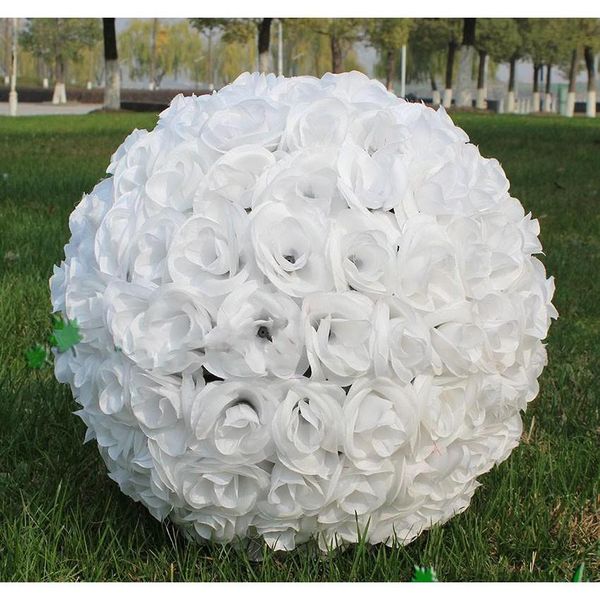 

elegant white artificial rose silk flower ball hanging kissing balls 30cm 12 inch ball for wedding party dec jllkrk xmhyard