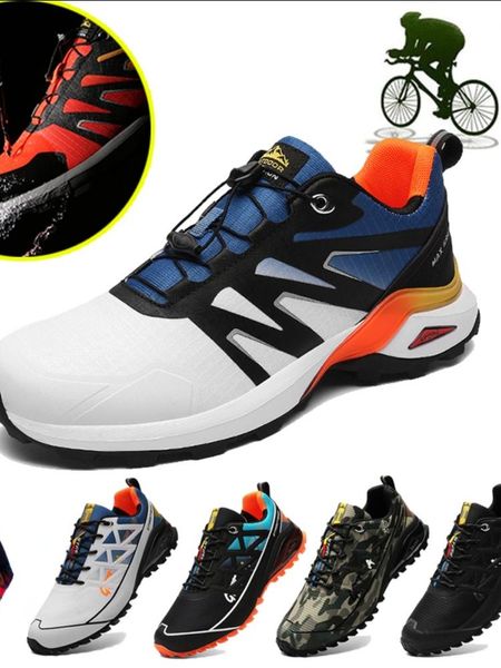 

cycling footwear men's outdoor road bike shoes fashion sports mountain, Black