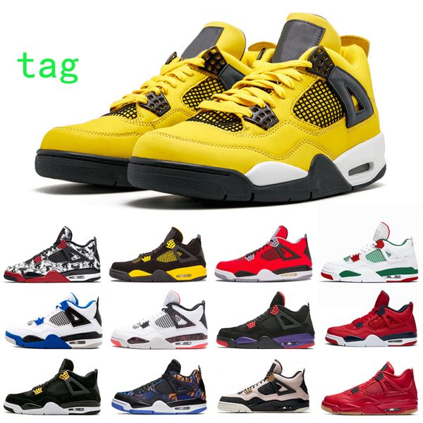 

4s manbasketballshoes sneaker mens 4 4s neon pine green denim pure money fashion sports athltic shoes trainer size 713
