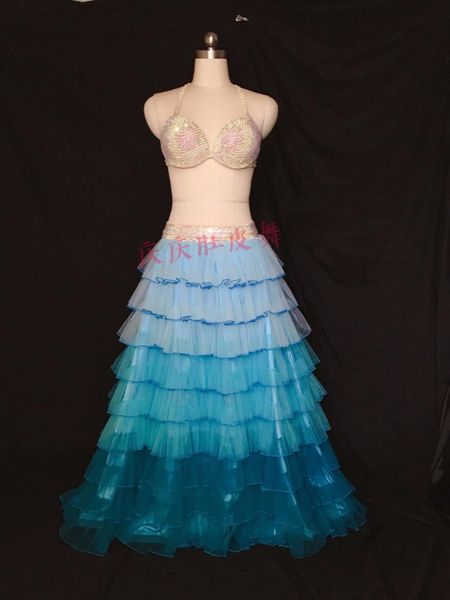 

stage wear luxury belly dance clothes senior stones bra chiffon cake 2pcs bellydancing suit women rumba cha-cha tango salsa samba cloth, Black;red