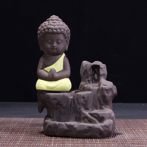 Censer segurança espuma embalagem pequeno buddha backflow incenso queimador roxo areia monge censador mini cerâmica ornamento fragrância montanha 507 v2