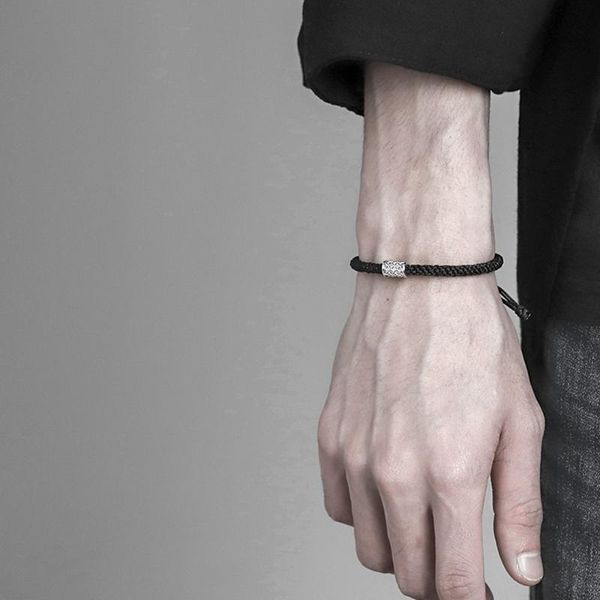 Eslabón, cadena 1 pieza pulsera de tendencia Retro para hombre letras de Hip Hop cuerda de mano hecha a mano trenzada con cuentas joyería Simple para niños