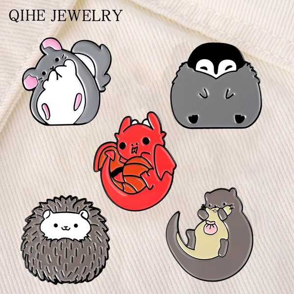 

pins, brooches animal house cute cat enamel pin penguin badge button brooch cartoon icons style jewelry accessories lapel pins for friends, Gray