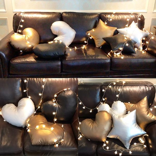 

cushion/decorative pillow pu fabric heart/star shaped cushion throw sofa back leather golden/black/red/purple lumbar gift
