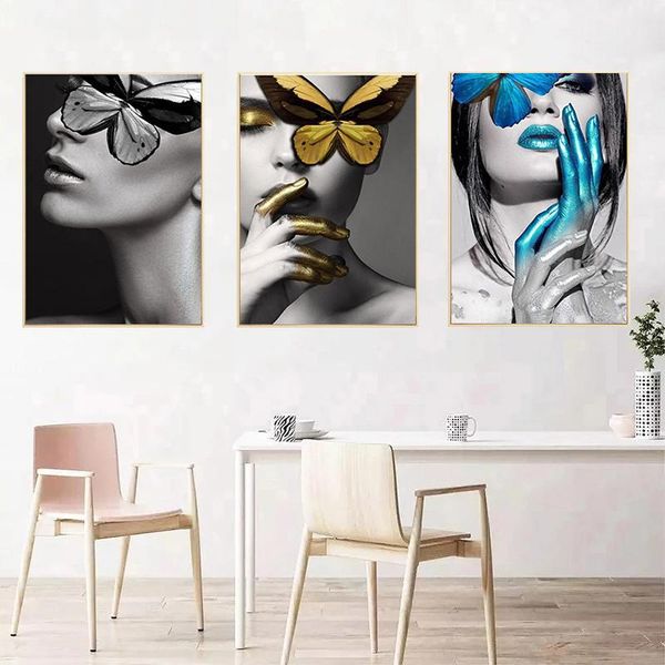

chenistory 3pc painting by numbers for adults butterfly woman figure picture by number handpainted 40x50cm framed home decors