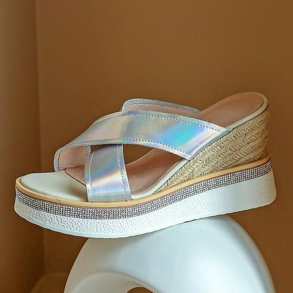 

sandals genuine leather ladies shoes fashion women summer bohemia style casual super wedges heeled platforms woman, Black