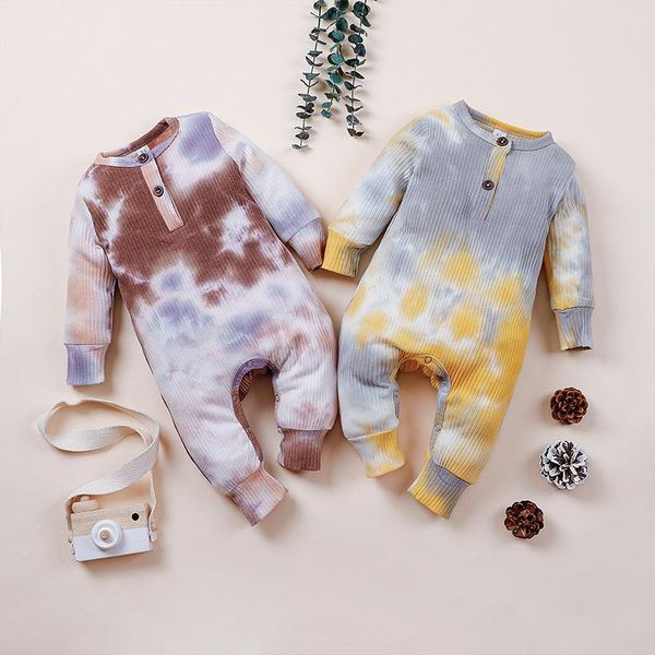 

newborn baby clothes spring autumn toddler kids boy girls ribbed knitted button romper jumpsuits sleepwear cotton casual outfits, Blue