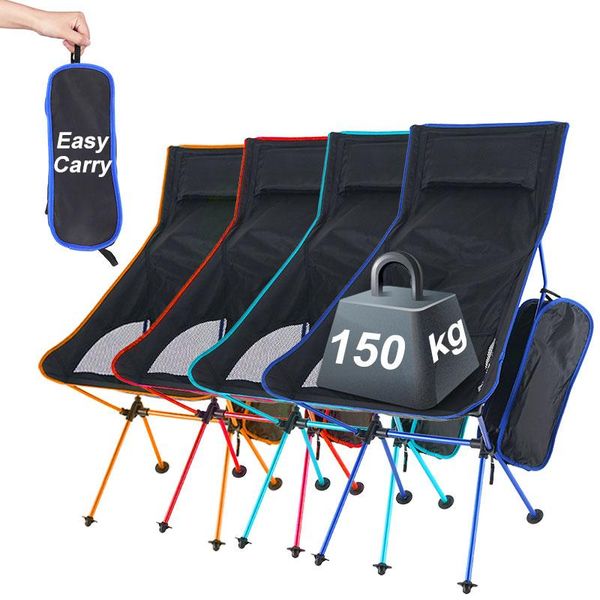 

camp furniture outdoor camping ultralight folding chair travel fishing bbq hiking strong high load 150kg beach oxford cloth