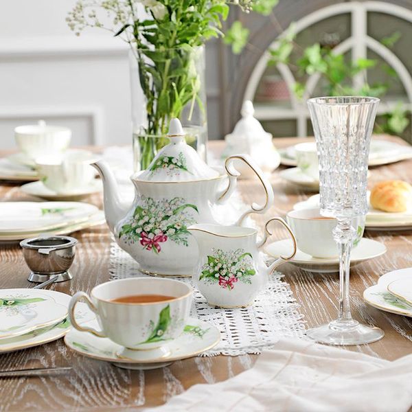 

mugs bone china coffee set luxury porcelain tea advanced pot cup ceramic mug sugar bowl creamer teapot drinkware