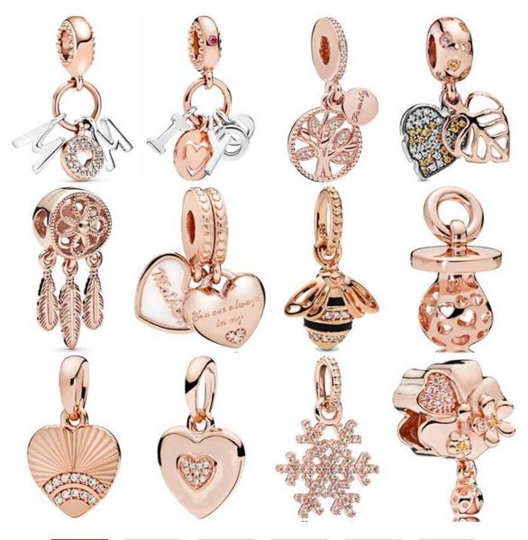 

925 sterling silver pendants pink mom letters mother and daughter hearts ale dream catcher charm fit pandorabracelet diy jewelery