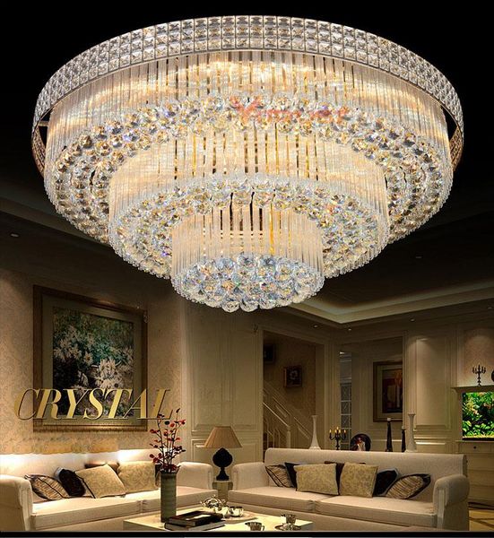 

ceiling lights modern crystal lamps luxury golden luminaria deckenleuchte round lighting home led fixture