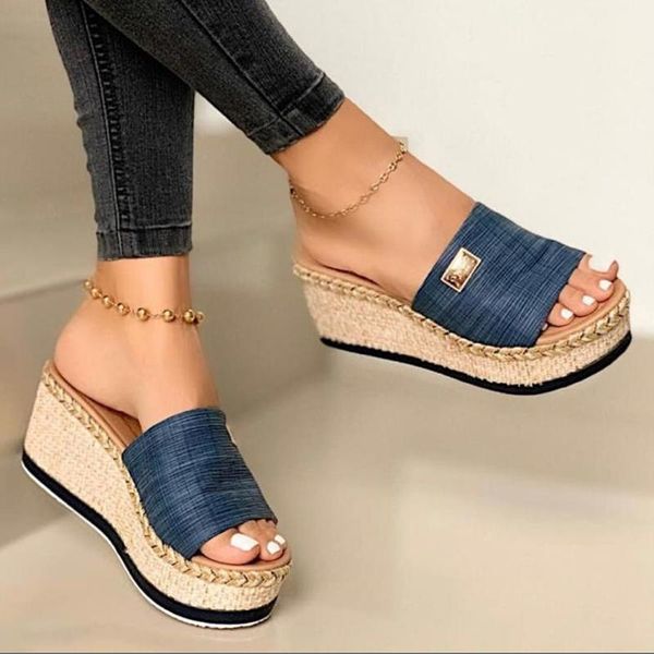 

summer women wedge slippers platform flip flops soft comfortable 2021 new casual shoes outdoor beach sandals ladies slippers, Black