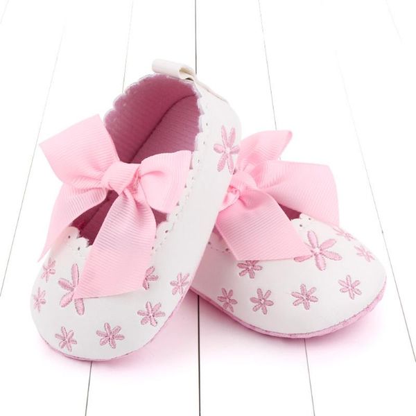 

first walkers autumn fall baby girl bowknot princess shoes lovely infant toddler non-slip flat soft-sole cotton rubber crib