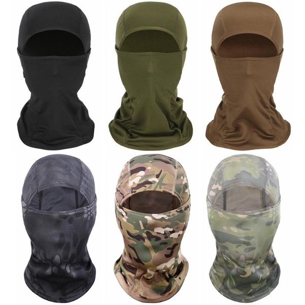 

cycling caps & masks tactical camouflage balaclava full face mask cs wargame army hunting sports helmet liner cap military multicam cp scarf, Black