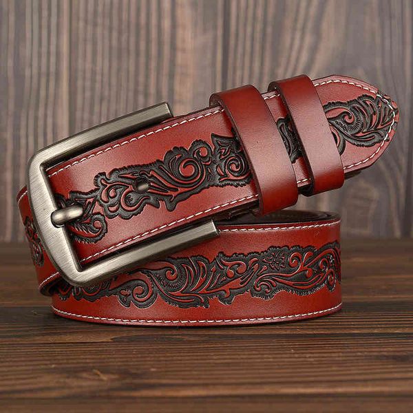 

waist belt s buckles carved craft men's real cow leather personalized casual jeans, Black;brown