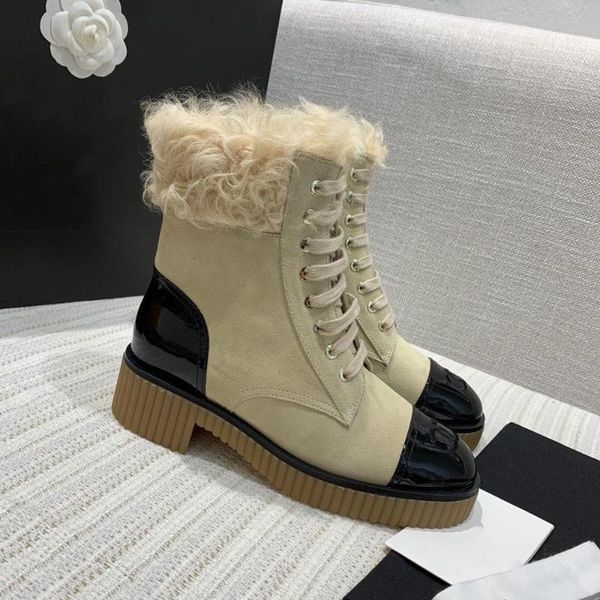 

boots shoes women winter mid calf fur nubuck genuine leather med heels round toe zapatos de mujer, Black