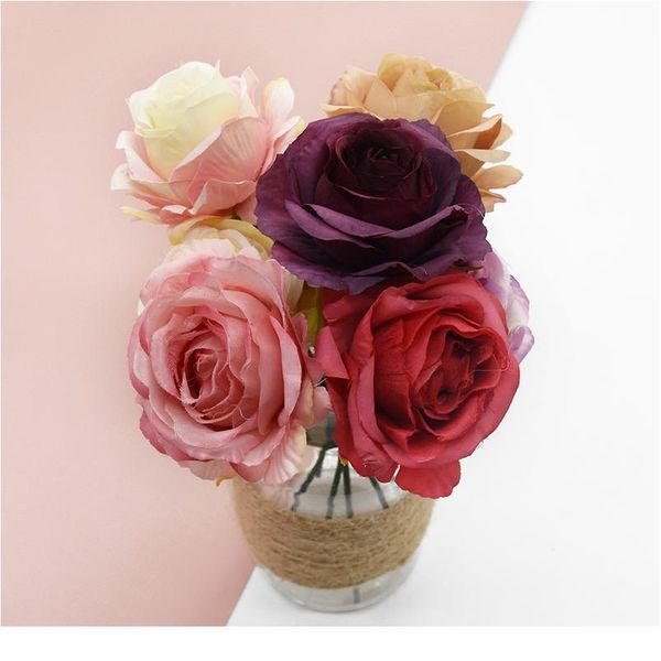 

100pcs artificial roses home decor wedding diy decorative flowers wreaths candy box silk flowers for christmas headdres jllhla