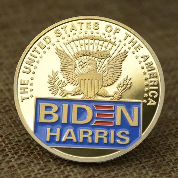 

10pcs non magnetic crafts us president joe biden gold plated commemorative coin collectibles usa challenge badge