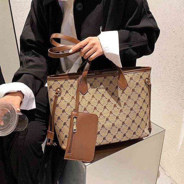 

net red simple large capacity bag women's 2021 fashion single shoulder versatile high-grade foreign style tote