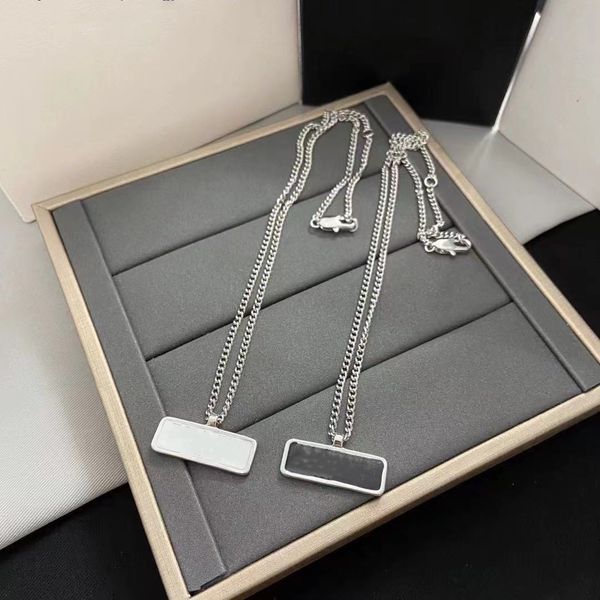 

womens mens luxury designer necklace chain fashion jewelry black white p triangle pendant design party men necklaces, Silver