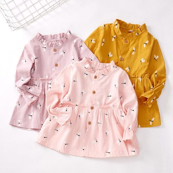

girl's dresses born kids baby girl cotton linen party casual dress long sleeve clothes floral print sundress 1-6t spring autumn, Red;yellow