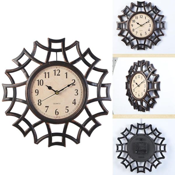 

10 inches decorative living room vintage silent nordic style quartz needle geometric numerals home abstract round wall clock