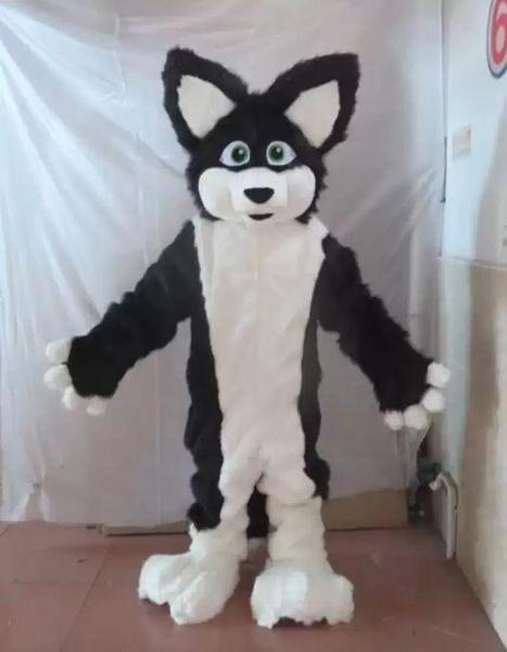 Cadılar Bayramı Kostüm Siyah Husky Köpek Maskot Kostümleri Karnaval Hallowen Hediyeler Unisex Yetişkinler Fantezi Parti Oyunları Kıyafet Tatil Kutlaması Çizgi Film Karakter Kıyafetler