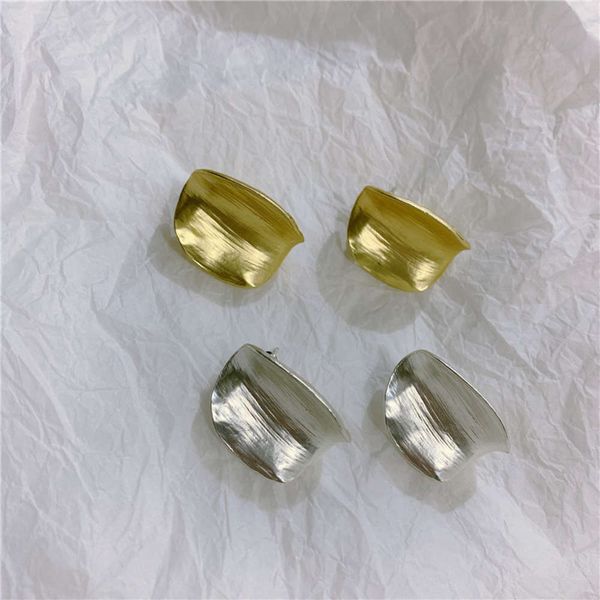 

hbp fashion korea dongdamen temperament special shaped wire drawing metal texture wind s925 silver needle earrings female