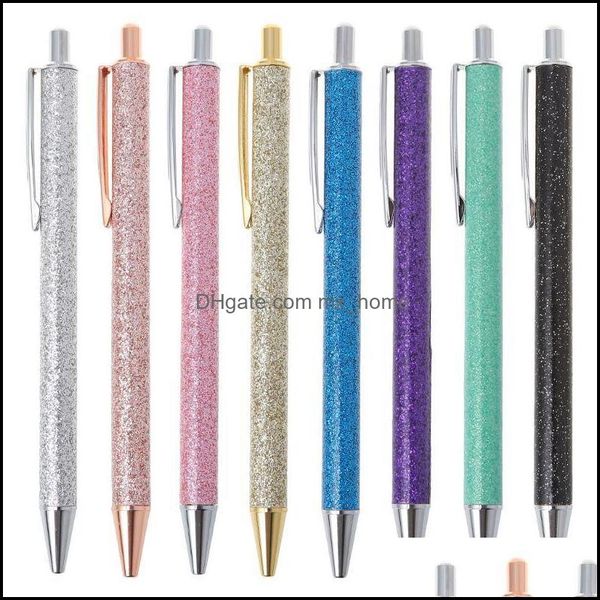 Письменные бизнес ИндустриальныеLuxury Bling Metal Ballpoint Pen 1.0 мм Блеск Масло расходы на расход Офисное оборудование Школьные канцелярские товары Drop Доставка 20