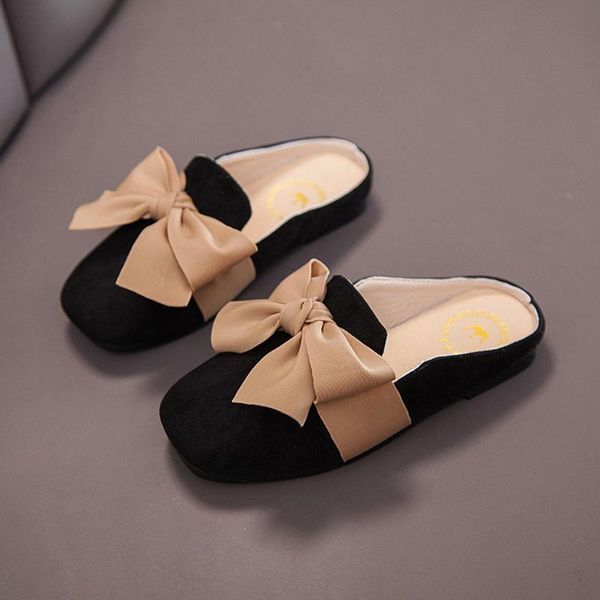 

slipper children infant kids baby girls fashion bowknot casual shoes sandals slip-on slippers for girl indoor, Black;grey
