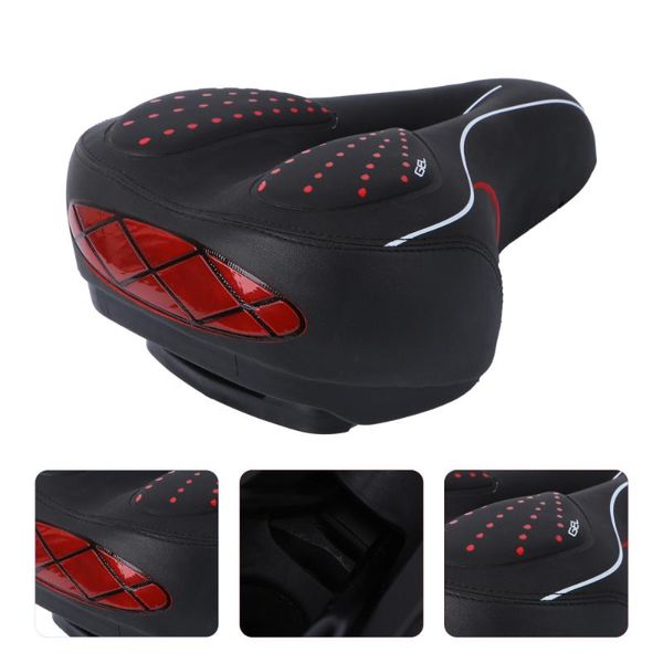 

bike saddles silicone thickened saddle mountain seat cushion breathable riding for sports outdoor (red and black)