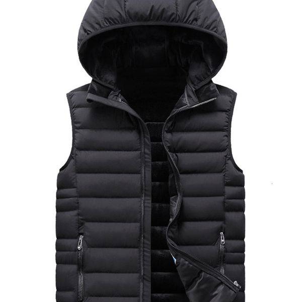 

men's new winter cotton coat hooded and down vest outdoor wear, Black;white