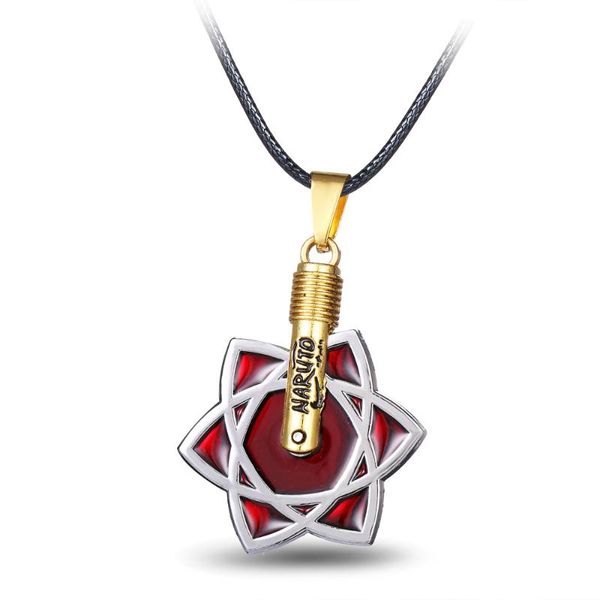 

pendant necklaces anime naruto necklace men sharingan sasuke women leather rope chain collares kolye metal jewelry naszyjnik, Silver