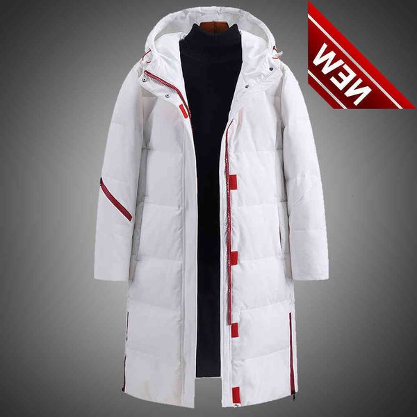 

2021 couple winter long parka jacket white down men's coat 90% duck, Black