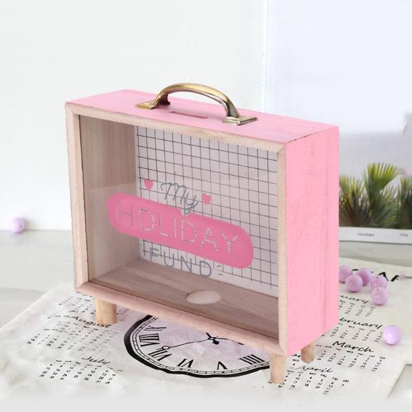 

deskdecoration piggy bank wooden storage case coin box chic storage box