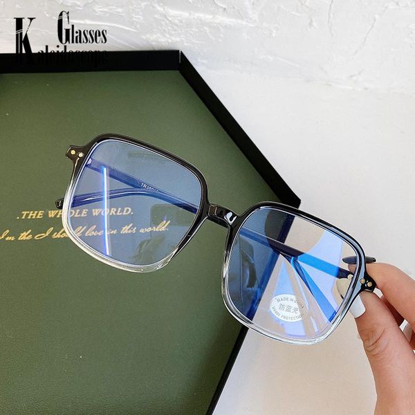 

fashion sunglasses frames anti-blue light glasses women tr90 square eyewears men oversized block blue-ray spectascle, Black
