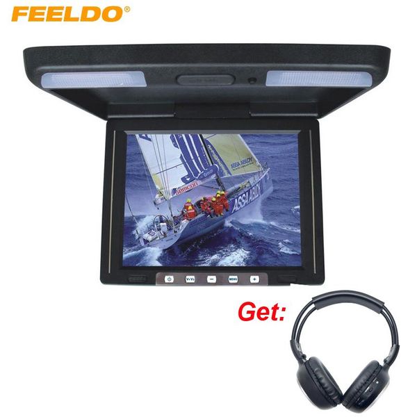 

feeldo 11.3" roof mounted tft lcd monitor 2-way video input 11.3 inches flip down car truck monitor +wireless ir headphones