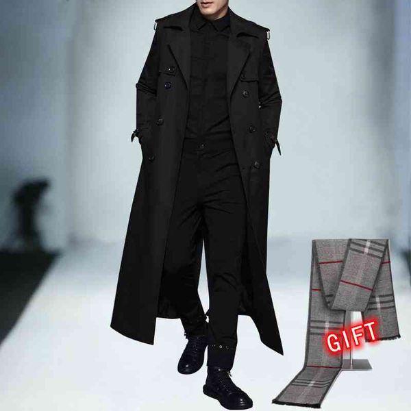 

6xl 7xl 8xl 9xl trench large opening windproof long sve classic wu jing won a handsome coat, Black
