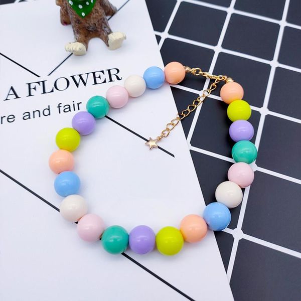 

cat collars & leads colorful jewelry neck chain cute dog necklace pet collar pearl accessories for small dogs large cats