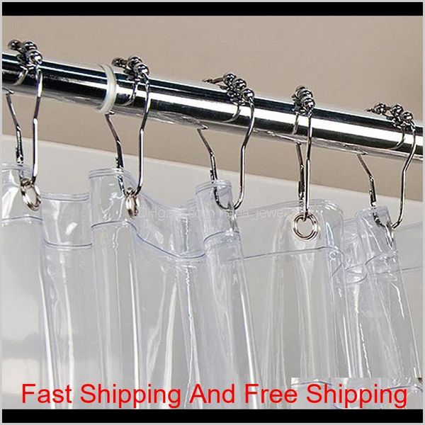 

metal shower curtain rings hooks with 5 beads roller ball bathroom curtain rings shower curtain toilet accessories hh9-2186 lna7u kahoj