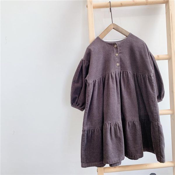 

girl's dresses yourseason 2021 spring kids girls elegant corduroy princess dress children korean-style long-sleeved fashion, Red;yellow